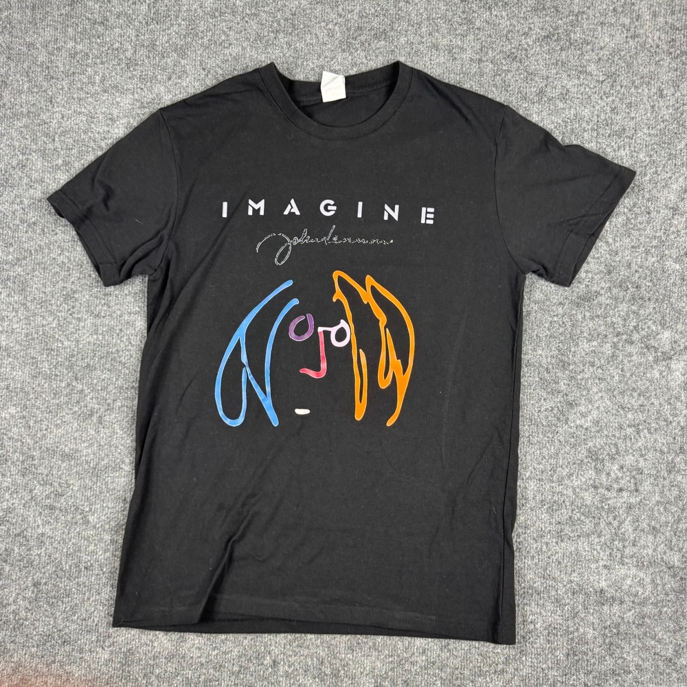 Haloo T-Shirt Mens Size M Black John Lennon Imagine Graphic Art Short Sleeve Tee